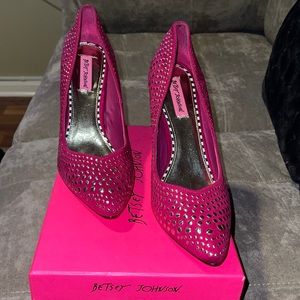 Betsey Johnson Fuchsia and Silver Studded Heels 11M